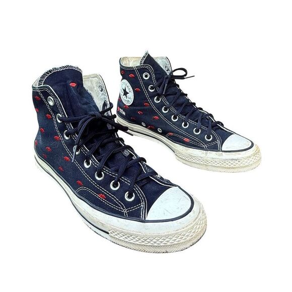 Converse Chuck Taylor All Star 70 Hi Black Embroidered Lips Sneaker 9.5 /  11.5 - Picture 14 of 15